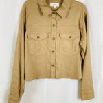Level99 Evereve Womens L Tan Crop Linen Blend Utility Jacket Chore Work Ranch Size L Photo 0