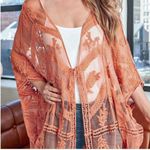 Embroidered Mesh Kimono‎ Orange Photo 5