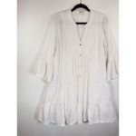 Faherty Dress White Mini Gauze Kasey V Neck Tiered Flared Coastal Cowgirl Medium Photo 8