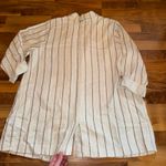J.Jill  XL Linen Blend Striped Blazer‎ Jacket Long Sleeve Roll Tab Pockets fall Photo 7