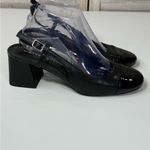 Madden Girl  Women's "Kitty" Block Heel Slingback Shoes Black/Black Patent-8M Photo 1