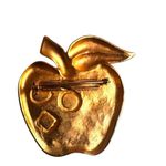 Vintage Gold Tone Apple Brooch with Jewel Photo 3
