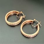STS KARIS Basket Weave Knot Design Rose Gold Plated Hoop Earrings 10g. Pink Photo 5