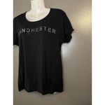 Manchester Shirt Womens Medium Black AKA Scoop Neck Graphic Tee Modal Cotton Photo 2