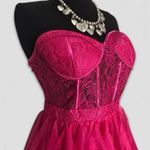 Forever 21  Lace Tulle Bustier Mini Dress Hot Pink Large Photo 2
