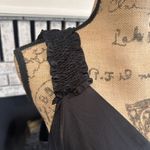 BCBGMAXAZRIA Babydoll Black Satin Top Blouse Medium smocked Surplice Goth Photo 8