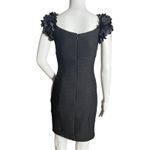 Anthropologie Maeve Dress Womens 0 Black Viala Pintuck Floral Applique Preppy Photo 1