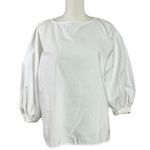 Ann Mashburn White Volume Sleeve Popover Poplin Top Small Minimalist Classic Photo 2
