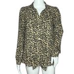 J Crew Shirt Womens XS Brown Black Cheetah Leopard Drapey Edgy Office Casual‎ Photo 1