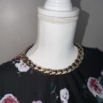 Stella Tweed NWT Womens Black Floral Shift Dress Chain Neckline Sz M Long Sleeve Photo 6