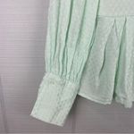 Something Navy Mint Green Long Sleeve V-neck Peplum Wrap Top Polka Dot XXS Photo 3