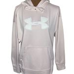 Under Armour loose fit fleece lined hoodie with plush logo pale pink and white L Photo 1