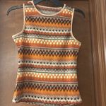 New Women's Geo Print Crewneck Sleeveless Tops Boho Top Orange Size M Photo 2