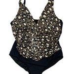 *INC International Concepts Swimsuit Womens 22W Black Beige 1 Piece Beach Resort Photo 0