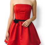 Vintage Eden Maids Red Strapless Fit Flare Mini Dress Black Tulle 6 Dark Romance Photo 0