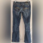 Miss Me  Easy Boot Jeans Sz 30x31 Distressed Rhinestone Pockets Photo 2