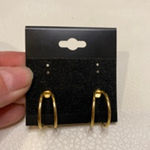 Minimalist Gold Double Hoop Drop Earrings Modern Chic Unbranded Photo 1