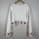 Sincerely Jules‎ Crochet Sweater L Cream Long Sleeve Floral Patch Cottage Boho Size L Photo 3