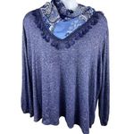 Avenue 30/32 Jersey Knit Purple Long Sleeve Attached Scarf Top Size 32W Photo 0