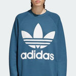 Adidas  Women's Trefoil Sweatshirt Size S Blue Crewneck‎ Graphic Logo Pullover Photo 0