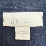 J. Jill Love Linen Navy Tie Front Button Up Sleeveless Midi Shirt Dress XL Blue Photo 7