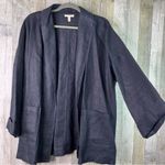 Eileen Fisher Linen Black XL Open Front Long Sleeve Cardigan Jacket w/Pockets Photo 2