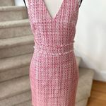 J.Crew  Pink & Red Metallic Tweed Fringe Sleeveless V-Neck Sheath Dress Photo 1