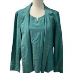Coldwater Creek Turquoise Linen Blend Sunset Crossdye Jacket & Tank Set NWT Sz L Photo 0