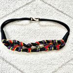 Colorful African Inspired Waist Belt with Gold Beads and Hook Closure Black Photo 0