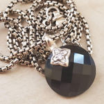 David Yurman Black Onyx Diamond Pendant Capri Necklace in Sterling Silver 18in Photo 0