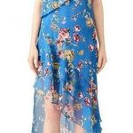 Slate + Willow Blue Floral Print Asymmetric One Shoulder Midi Dress Size 8 Photo 0