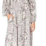 ALLSAINTS NWT All Saints Amara Laertes Midi Dress Size 4 Ecru Leopard Print Long Sleeve Photo 0