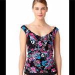 Anne cole off Shoulder floral tankini top. 18W Photo 2