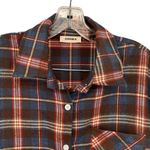 Adora Women’s Oversized Long Plaid Flannel Button Down Shirt Gorpcore Granola Blue Size L Photo 1