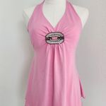 Y2K No Boundaries Pink Halter Top Beaded Rhinestone Front Detail Tank S Photo 0