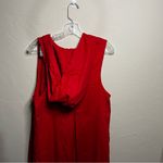 Aakasha Raspberry Red Linen Front Pleated Hood Sleeveless Lagenlook Maxi Dress Size XL Photo 12