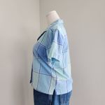 Vintage Y2K Cabin Creek Blue Plaid Button Down Shirt Cropped Short Sleeve PL Size L Photo 4