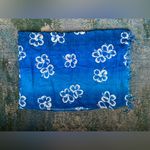 Vintage Hibiscus Collection Hawaii dead stock blue white flower long sarong, OS Photo 6