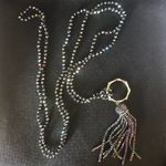 Necklace Glass Beads w/ Gold Ring & Seed Glass Bead Tassel 150 cm LONG NEW Photo 7