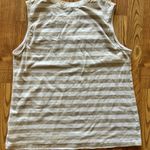 Croft & Barrow  Striped Sleeveless Henley Top | Tan White Large Photo 6