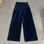 Anthropologie The Odells Wide Leg Herringbone Textured Velvet Pants Navy Blue S Photo 3