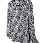 Adrianna Papell Printed Soft Crepe Woven Button Front Top - Zebra Photo 3