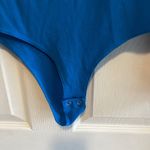 Reora Blue Bodysuit Long Sleeve Asymmetrical Neckline Top Size Large NWT Photo 2