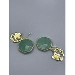 Adorable Drop Earrings Hook Clasp Gold Tone Light Green Floating Floral MINT Photo 2