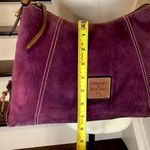 Dooney & Bourke DOONEY BURKE Purple Suede Brown Leather Hobo Shoulder Bag w Dooney Duck HangTag Photo 5