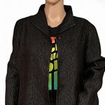 Eileen Fisher NWOT! SILK Coat Black Textured Coat Size Small BOHO Y2K Flared Hem Photo 4