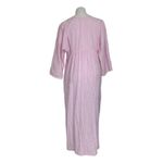 STAN HERMAN Pink White Stripe House Dress Robe Seersucker Embroidered Size Large Photo 1