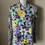 Ibkul Womens Floral Athletic Golf Shirt Top UPF 50 Colorful Xlarge Blue Size XL Photo 1