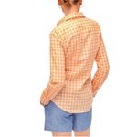 J.Crew Gingham Preppy Plaid Button Down Top Sz 0 Spring Orange White Cotton Photo 1