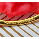 Gold Tone Signed Cuff Bracelet Well Made Engraved Follow Your Heart Photo 7